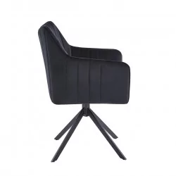 Fauteuil LEO velours noir – Pivotant 180° Golddeco