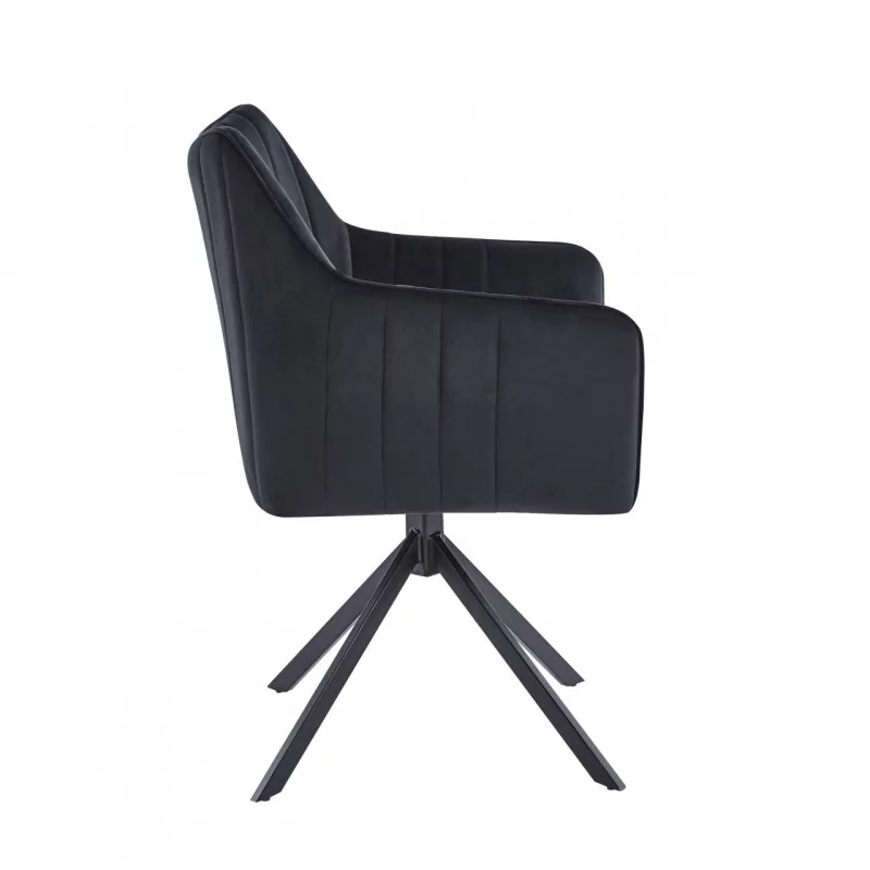 Fauteuil LEO velours noir – Pivotant 180° Golddeco