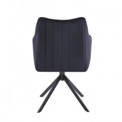 Fauteuil LEO velours noir – Pivotant 180° Golddeco