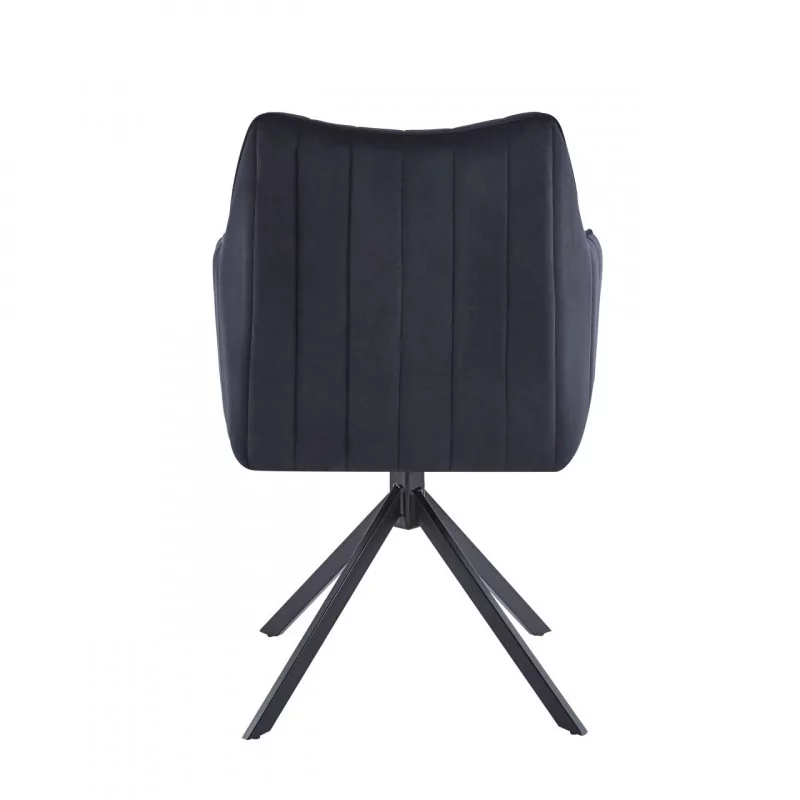 Fauteuil LEO velours noir – Pivotant 180° Golddeco