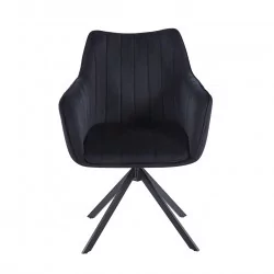 Fauteuil LEO velours noir – Pivotant 180° Golddeco