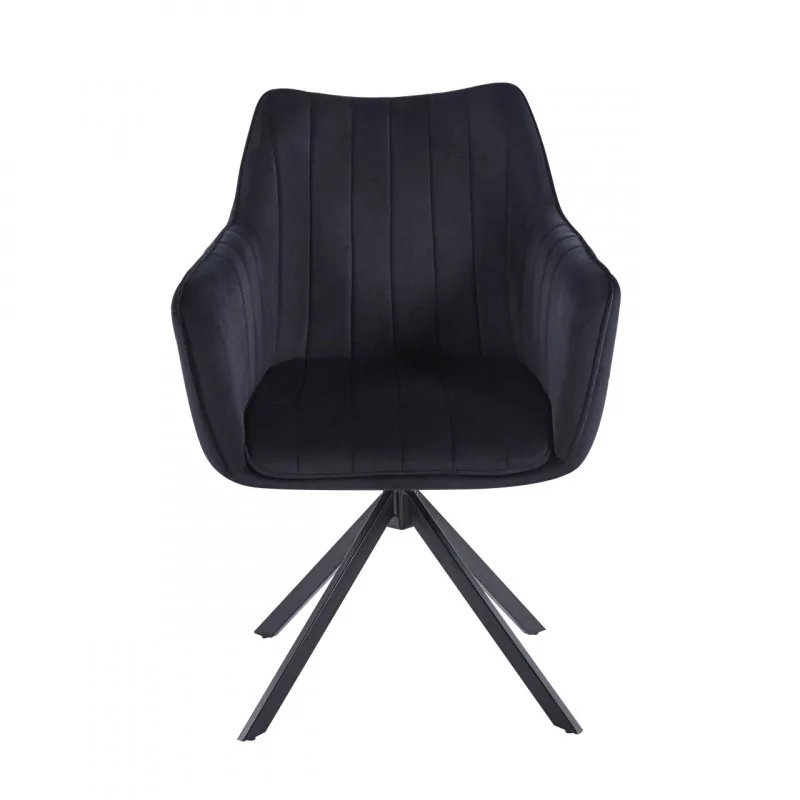 Fauteuil LEO velours noir – Pivotant 180° Golddeco