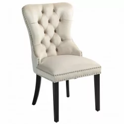 Chaise Windsor velours beige – Élégance classique Golddeco