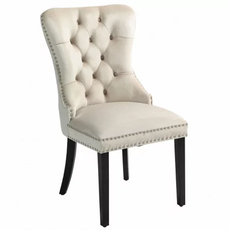 Chaise Windsor velours beige – Élégance classique Golddeco