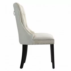 Chaise Windsor velours beige – Élégance classique Golddeco
