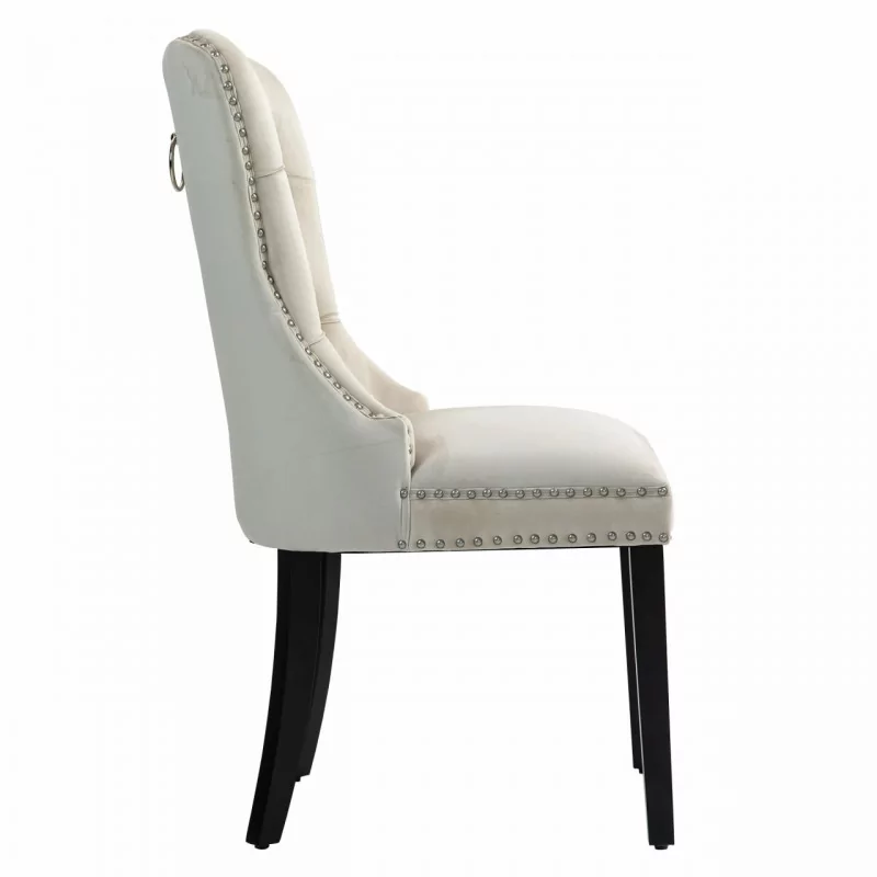 Chaise Windsor velours beige – Élégance classique Golddeco