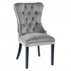 Chaise Windsor velours gris – Élégance intemporelle Golddeco