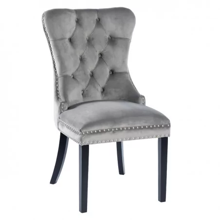 Chaise Windsor velours gris – Élégance intemporelle Golddeco