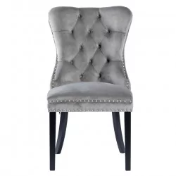 Chaise Windsor velours gris – Élégance intemporelle Golddeco
