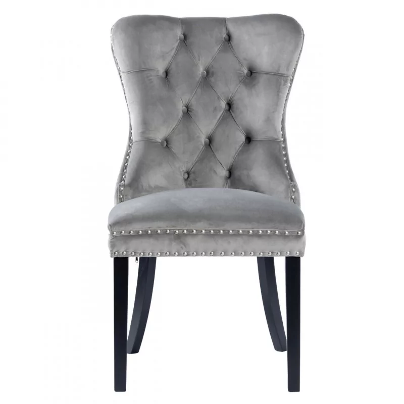 Chaise Windsor velours gris – Élégance intemporelle Golddeco