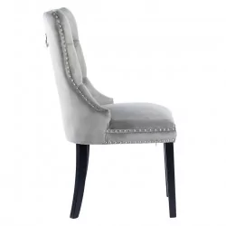 Chaise Windsor velours gris – Élégance intemporelle Golddeco