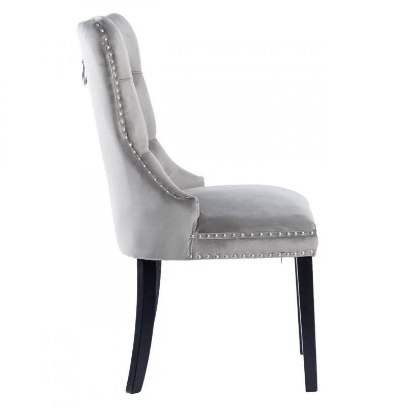 Chaise Windsor velours gris – Élégance intemporelle Golddeco