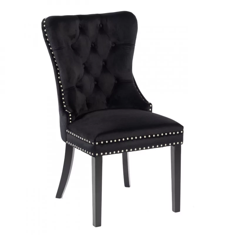 Chaise Windsor velours noir – Élégance de prestige Golddeco