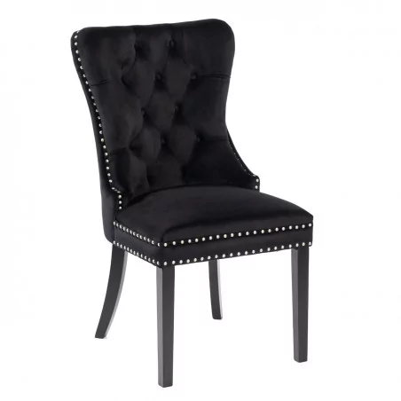 Chaise Windsor velours noir – Élégance de prestige Golddeco
