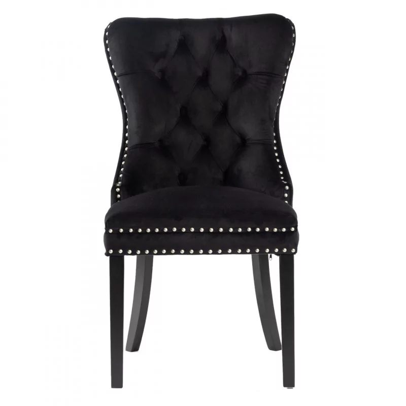 Chaise Windsor velours noir – Élégance de prestige Golddeco
