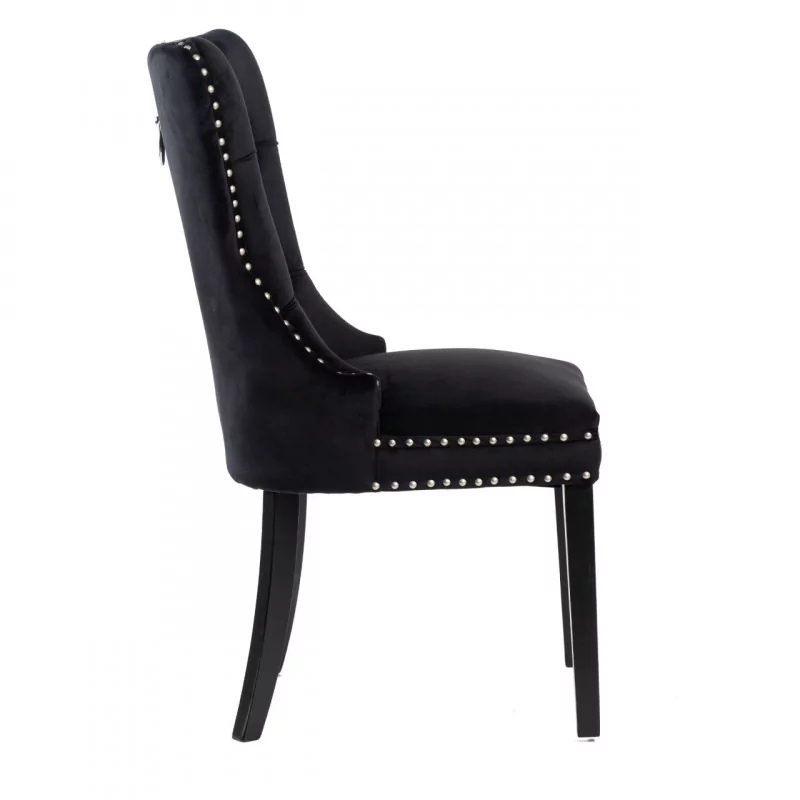 Chaise Windsor velours noir – Élégance de prestige Golddeco