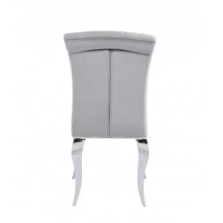Chaise Baroque Victoria velours gris – Pieds chromés élégants
