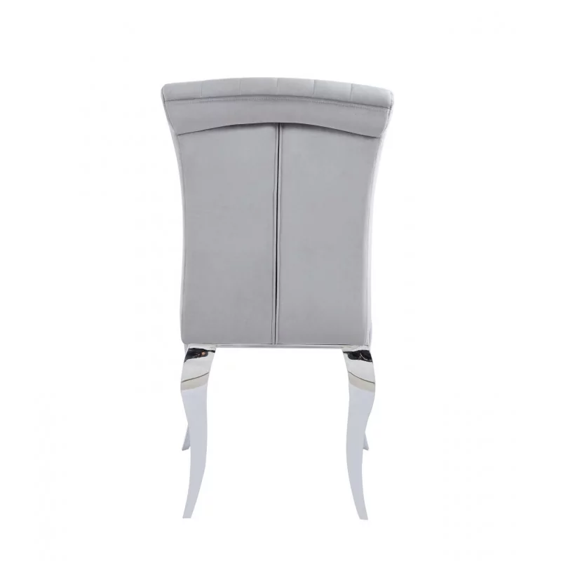 Chaise Baroque Victoria velours gris – Pieds chromés élégants