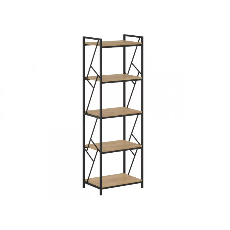 Bibliothèque LOFT 60 cm – Aspect chêne naturel & cadre noir | Golddeco