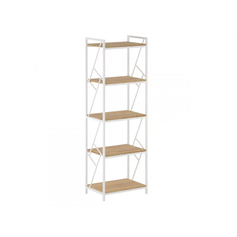 Bibliothèque LOFT 60 cm – Aspect chêne naturel & cadre blanc | Golddeco