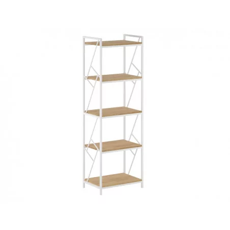 Bibliothèque LOFT 60 cm – Aspect chêne naturel & cadre blanc | Golddeco