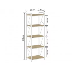 Bibliothèque LOFT 60 cm – Aspect chêne naturel & cadre blanc | Golddeco