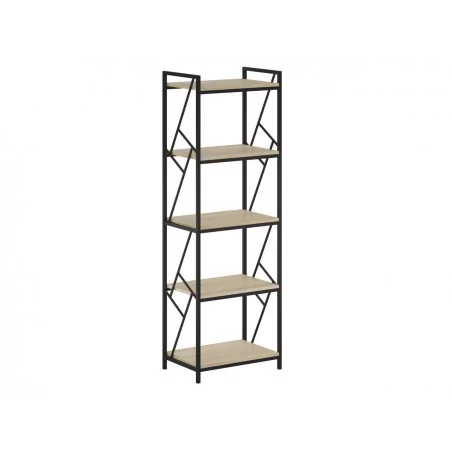 Bibliothèque LOFT 60 cm – Aspect chêne Sonoma & cadre noir | Golddeco
