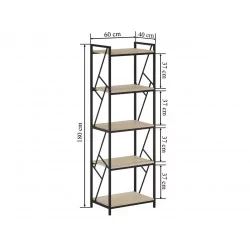Bibliothèque LOFT 60 cm – Aspect chêne Sonoma & cadre noir | Golddeco