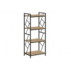 Bibliothèque LOFT 60 cm – 4 niveaux chêne naturel & cadre noir | Golddeco