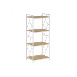 Bibliothèque LOFT 60 cm – 4 niveaux chêne naturel & cadre blanc | Golddeco