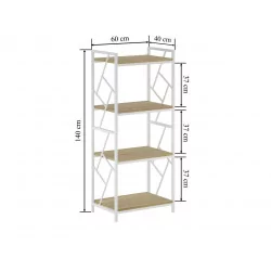 Bibliothèque LOFT 60 cm – 4 niveaux chêne naturel & cadre blanc | Golddeco
