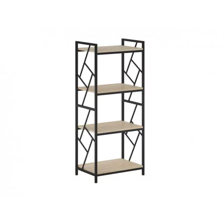 Bibliothèque LOFT 60 cm – 4 niveaux chêne Sonoma & cadre noir | Golddeco
