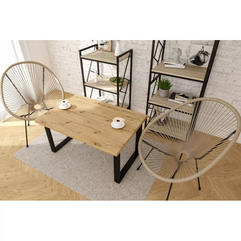Bibliothèque LOFT 60 cm – 4 niveaux chêne Sonoma & cadre noir | Golddeco