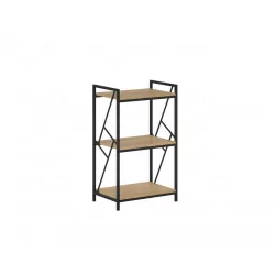 Bibliothèque LOFT 60 cm – 3 niveaux chêne naturel & cadre noir | Golddeco