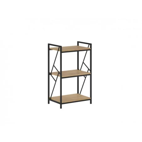 Bibliothèque LOFT 60 cm – 3 niveaux chêne naturel & cadre noir | Golddeco