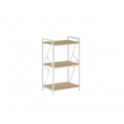 Bibliothèque industrielle LOFT 60 cm – 3 niveaux (aspect chêne naturel & cadre blanc)