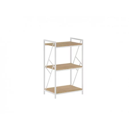 Bibliothèque LOFT 60 cm – 3 niveaux chêne naturel & cadre blanc | Golddeco