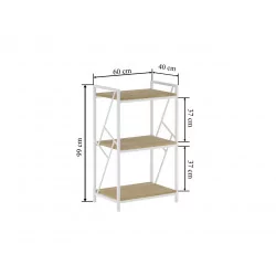 Bibliothèque LOFT 60 cm – 3 niveaux chêne naturel & cadre blanc | Golddeco