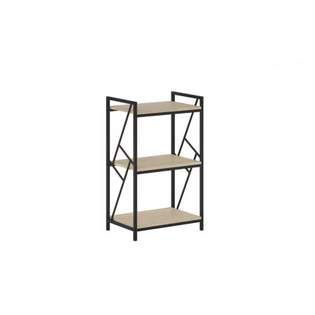 Bibliothèque LOFT 60 cm – 3 niveaux chêne Sonoma & cadre noir | Golddeco