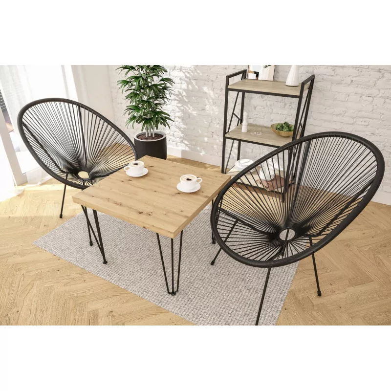 Bibliothèque LOFT 60 cm – 3 niveaux chêne Sonoma & cadre noir | Golddeco
