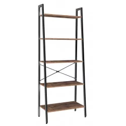 Bibliothèque LEAN 64 cm – 5 niveaux brun rustique & structure noire | Golddeco