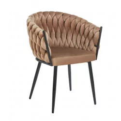 Chaise Maeva velours cappuccino – Design enveloppant Golddeco