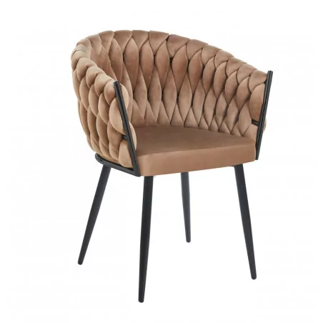 Chaise Maeva velours cappuccino – Design enveloppant Golddeco