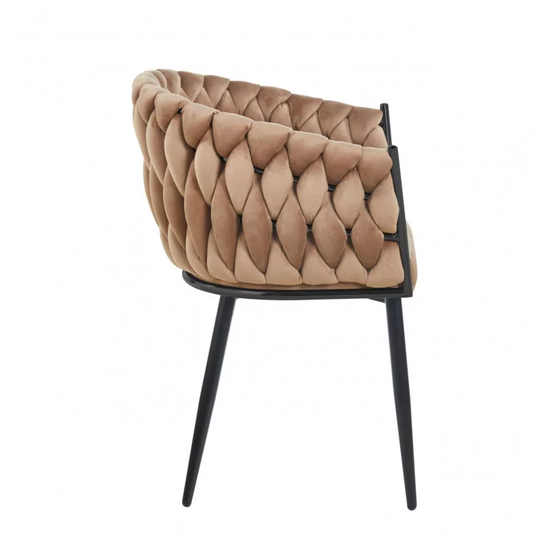 Chaise Maeva velours cappuccino – Design enveloppant Golddeco