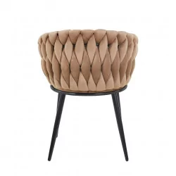 Chaise Maeva velours cappuccino – Design enveloppant Golddeco