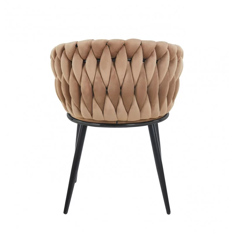 Chaise Maeva velours cappuccino – Design enveloppant Golddeco