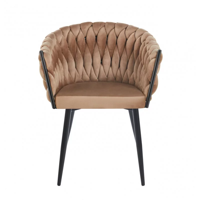 Chaise Maeva velours cappuccino – Design enveloppant Golddeco