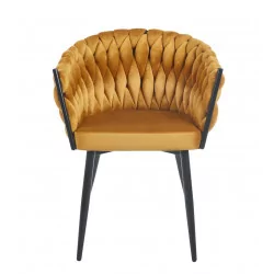 Chaise Maeva velours curry – Élégance solaire Golddeco