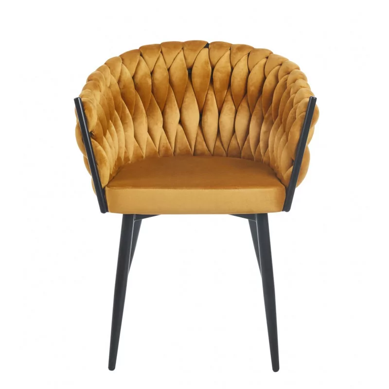 Chaise Maeva velours curry – Élégance solaire Golddeco
