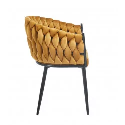 Chaise Maeva velours curry – Élégance solaire Golddeco